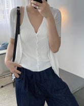 Slim Fit Solid Color Fake Two Piece Blouse